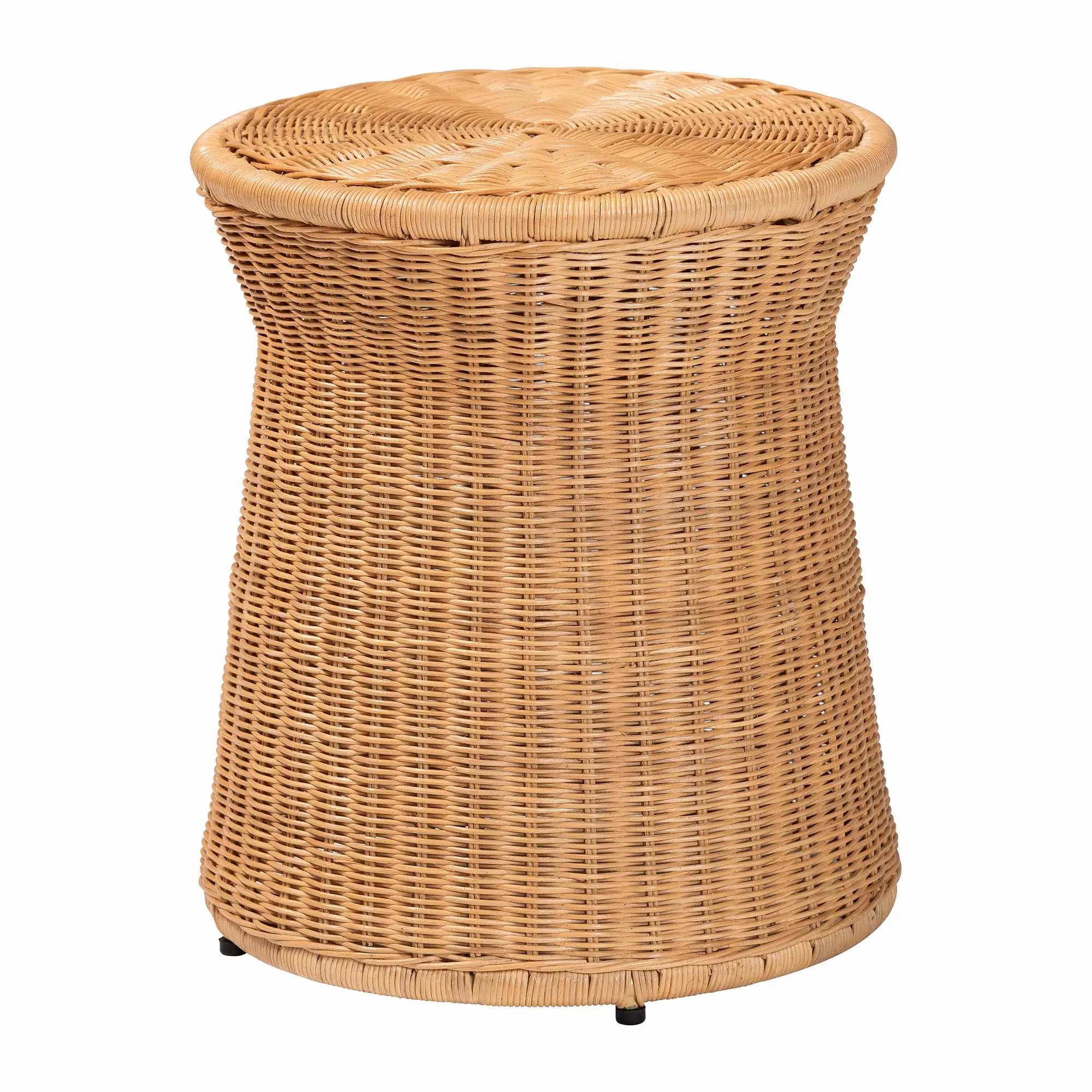 259-14163-RCW Caroline Light Honey Round Natural Rattan End Table-1