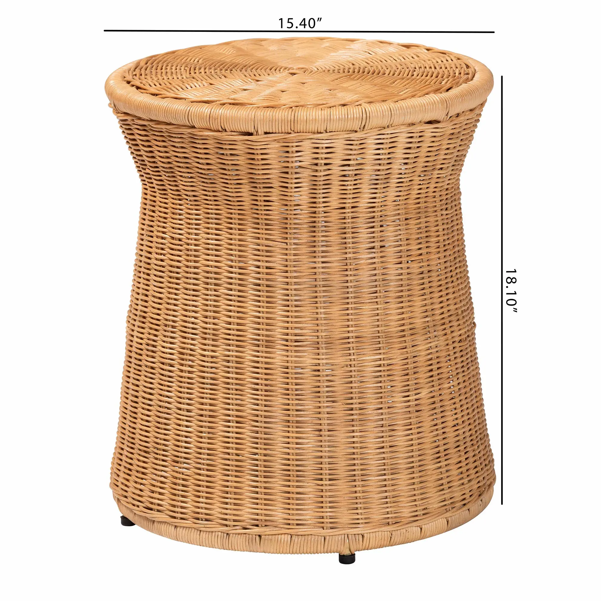 259-14163-RCW Caroline Light Honey Round Natural Rattan End Table-7