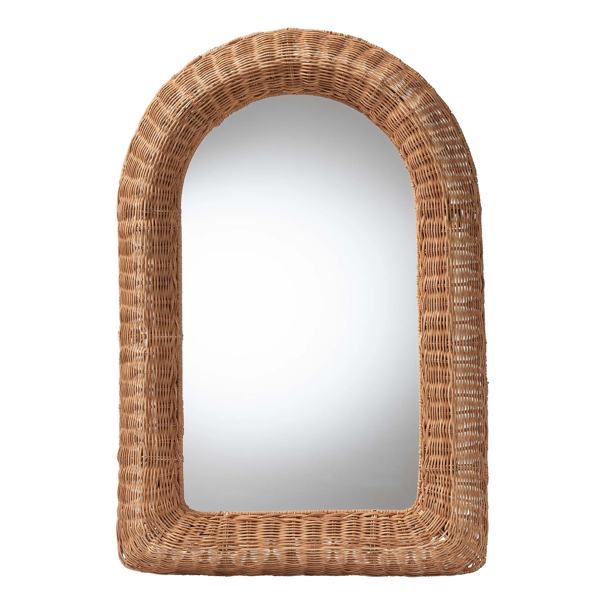 260-14231-RCW Bricia Natural Rattan Arched Wall Mirror-1