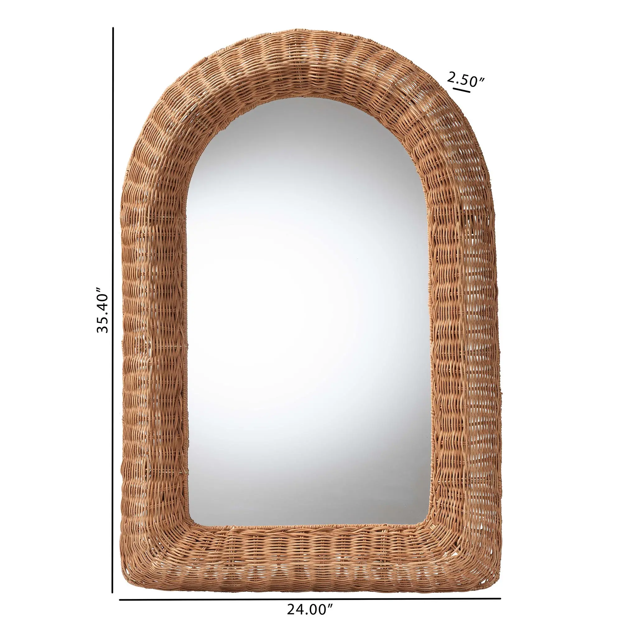 260-14231-RCW Bricia Natural Rattan Arched Wall Mirror-4