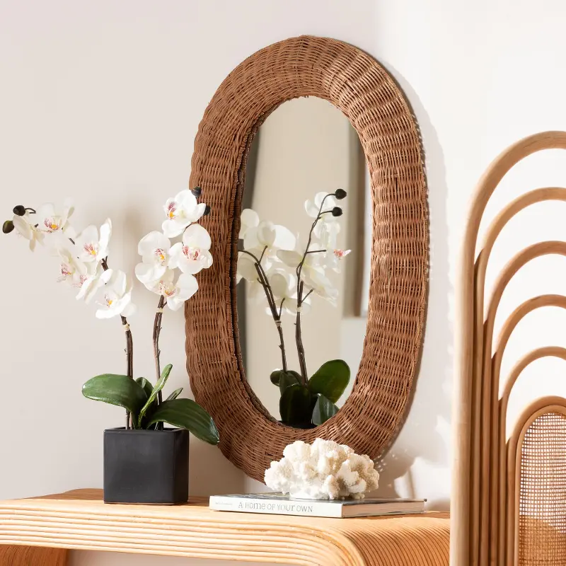 Bricia Natural Rattan Oval Wall Mirror