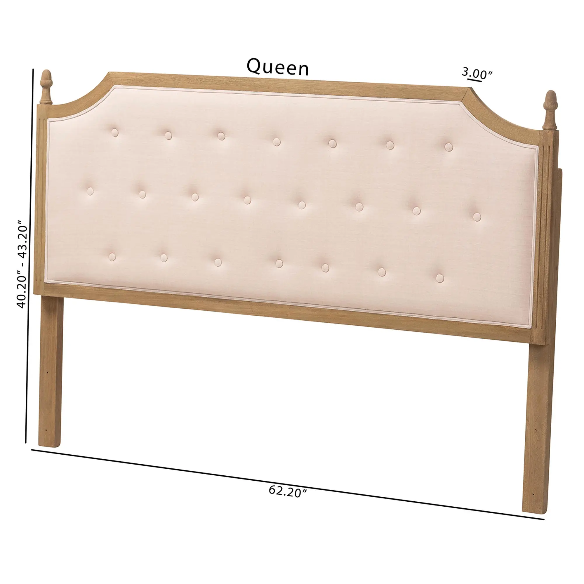 260-14312-RCW Lourdes Beige Upholstered Queen Headboard-5