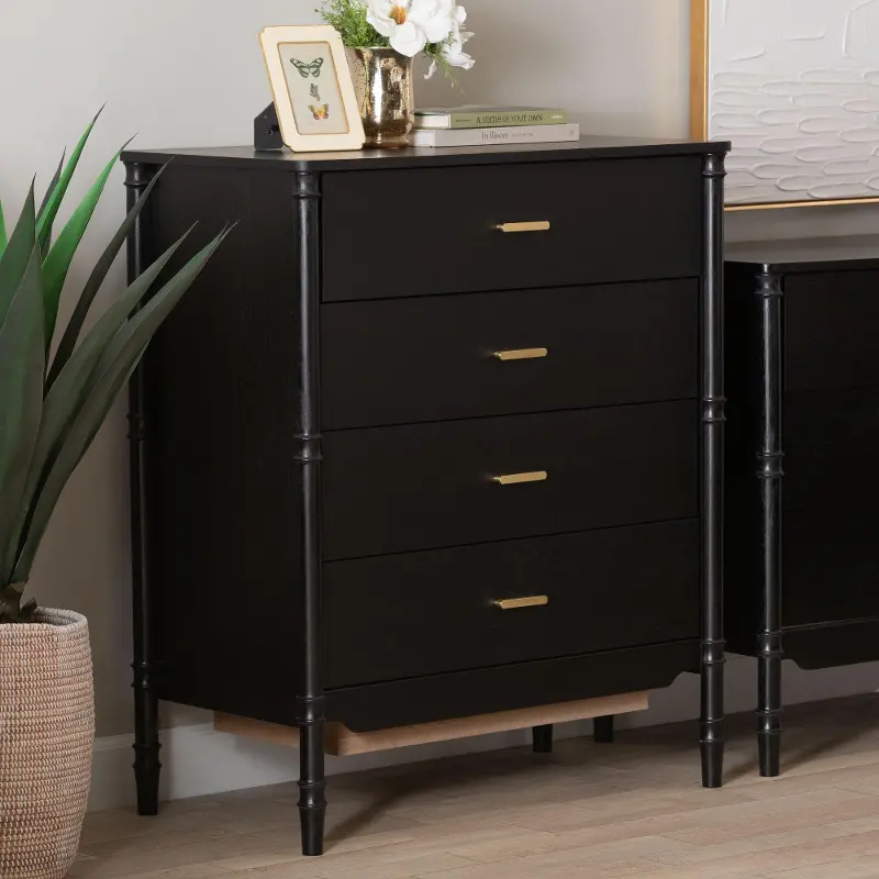 Marisela Black Wood Chest of Drawers