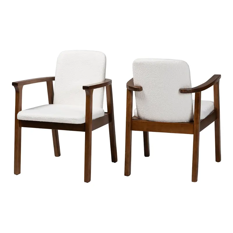 Miyata White and Brown Dining Chairs, Set of 2