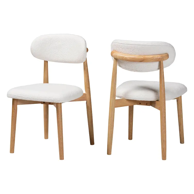 Gemma White Boucle Upholstered Dining Chairs, Set of 2
