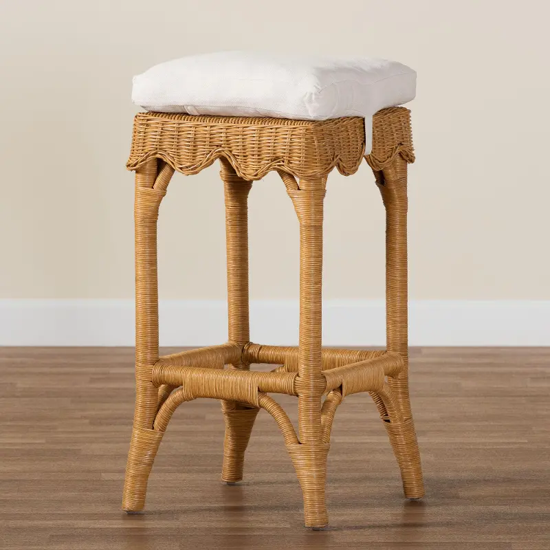Maya Scallop Honey Rattan Bar Stool