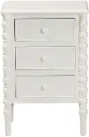 253-14066-RCW Milena Classic White Wood 3-Drawer End Table with Spindle Legs