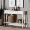 253-14068-RCW Milena Classic White Wood Console Table with Spindle Legs