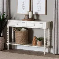 253-14068-RCW Milena Classic White Wood Console Table with Spindle Legs