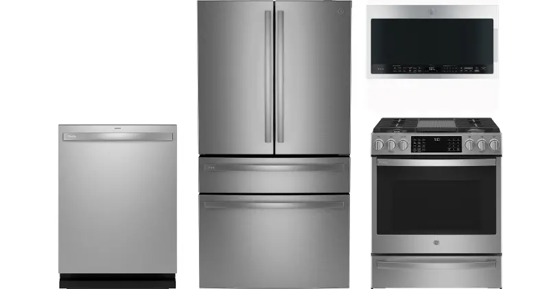 GE Profile 4 Piece Gas Appliance Package - Stainless Steel