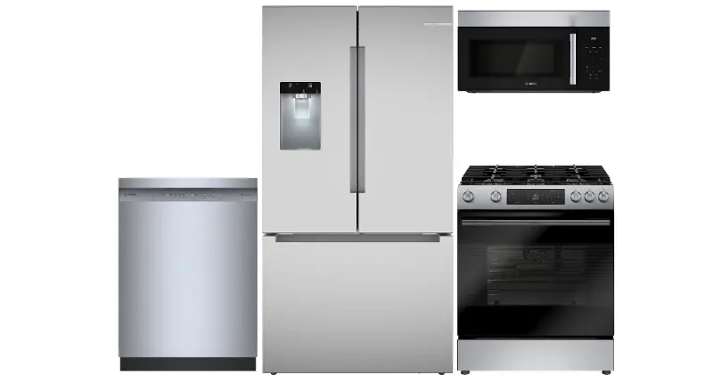 Bosch 100 Series 4 Piece Gas Appliance Set - Stainless Steel
