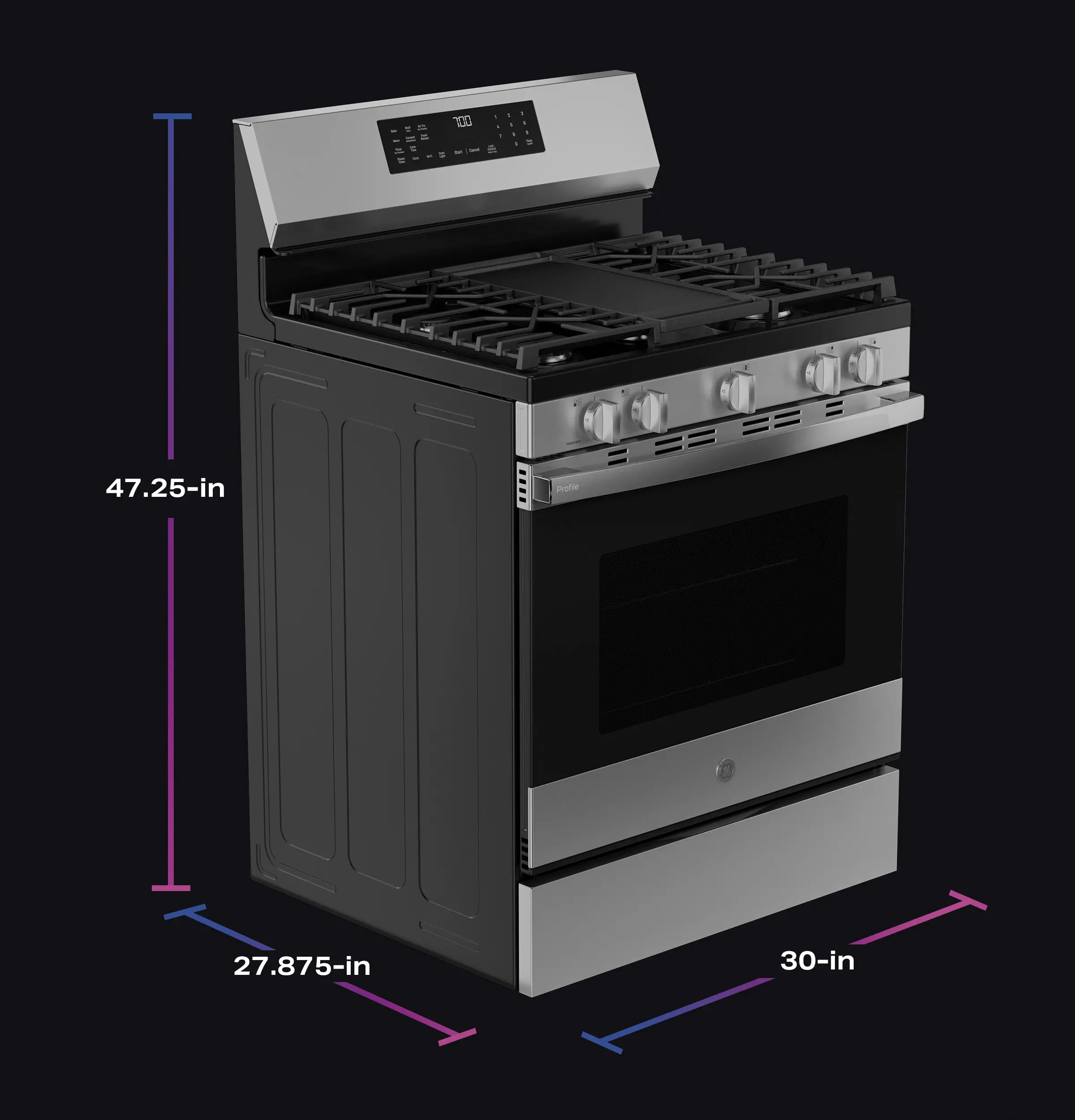 PGF700AYFS GE Profile Smart 5.3 Cu Ft Single Oven Gas Range - Stainless Steel-3