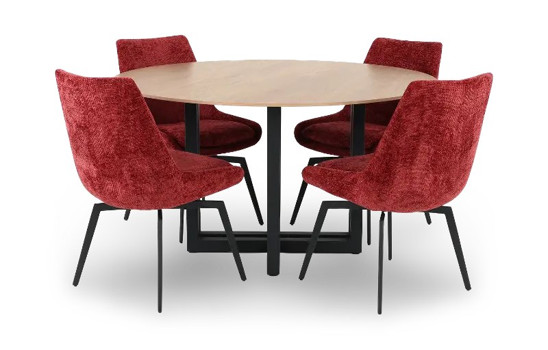 Cade Cherry Red 5-Piece Dining Table Set