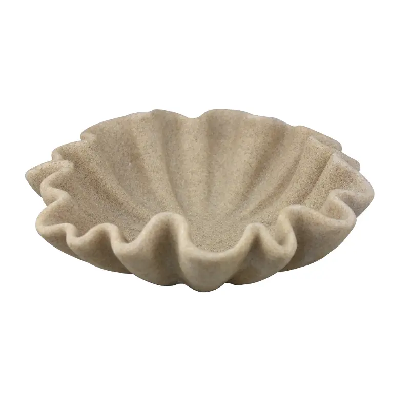Tan Scalloped Decorative Bowl