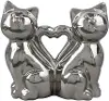 Silver Ceramic Cats with Heart