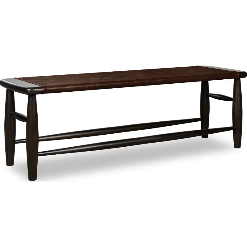 Koko Minx Brown Wood and Faux Leather Accent Bench