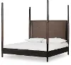 Koko Minx Brown Wood and Faux Leather Queen Poster Bed