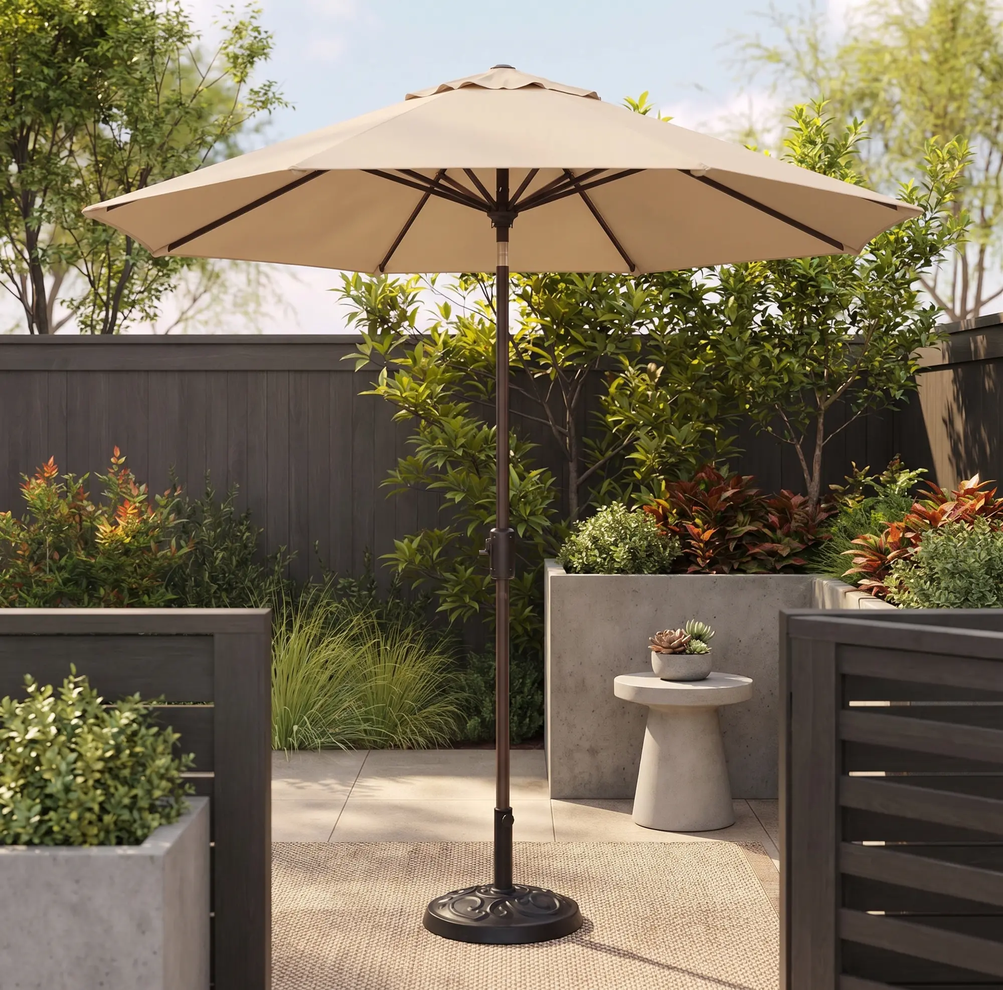 dark green 9 ft patio umbrella with led lights Leigh Country TX 94132 9' Green Solar Powered LED Patio Umbrella