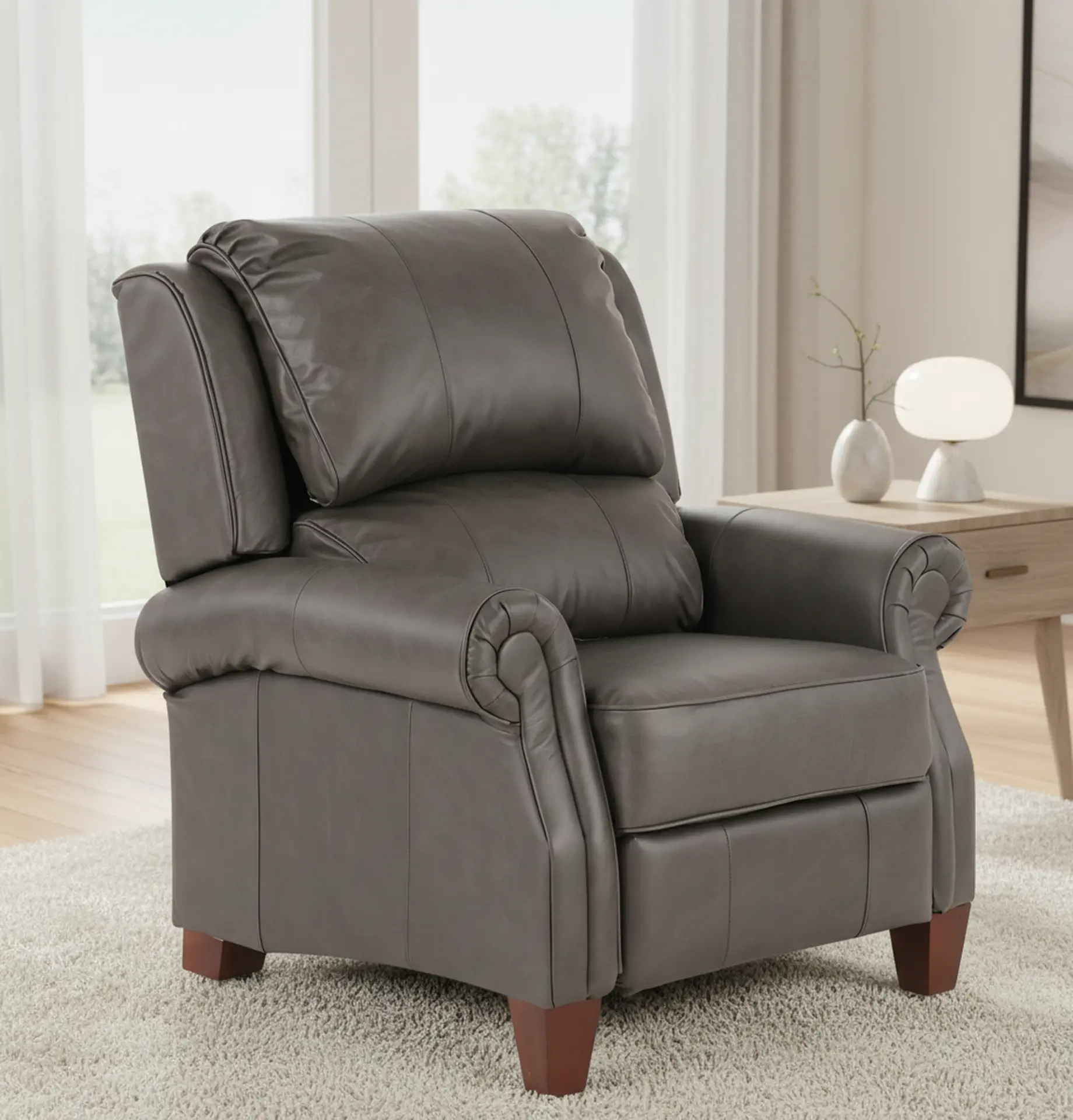 295471/FL152357 Carlton Smoke Gray Leather High-Leg Recliner-2