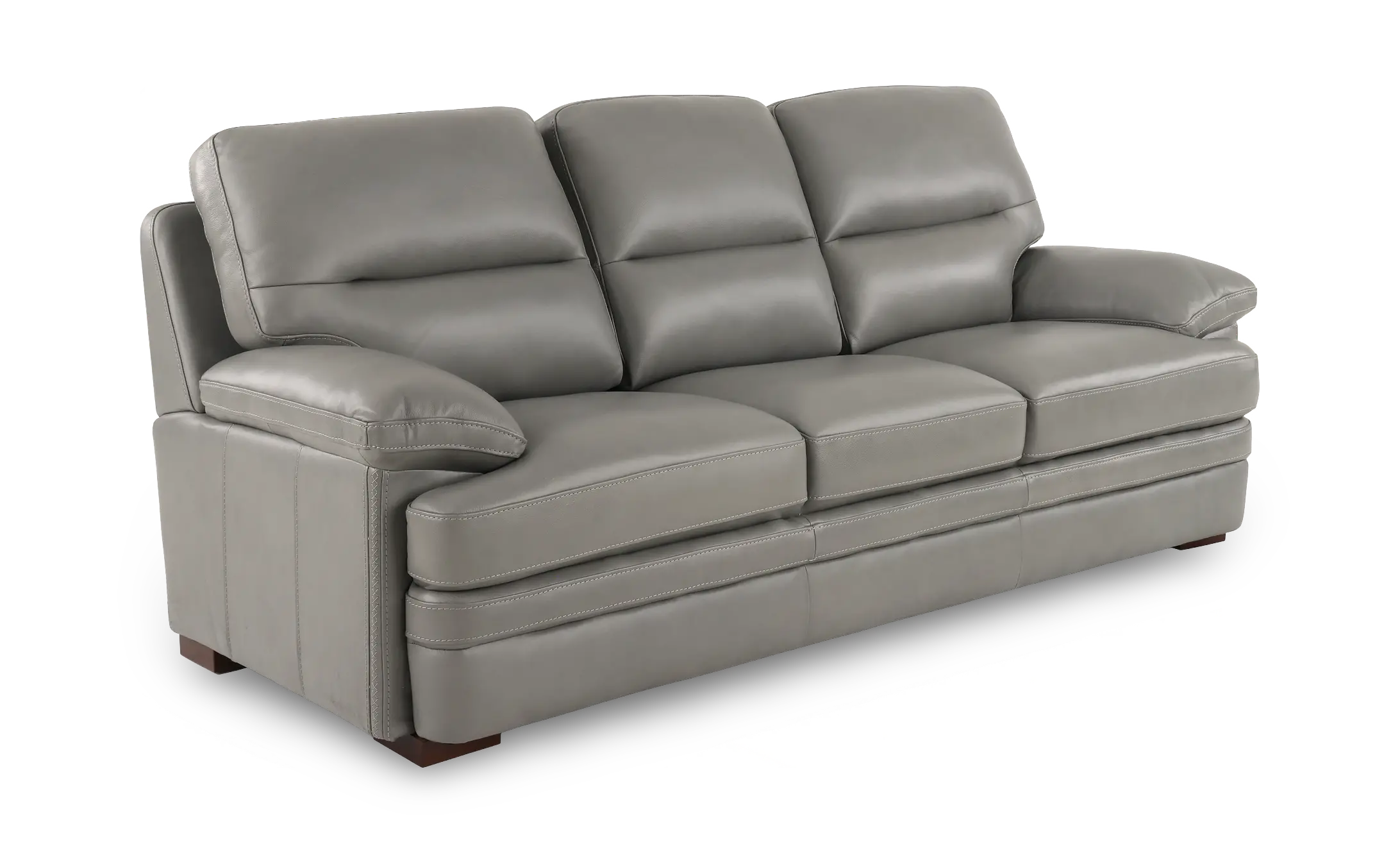 David Pebble Gray Leather Sofa-1