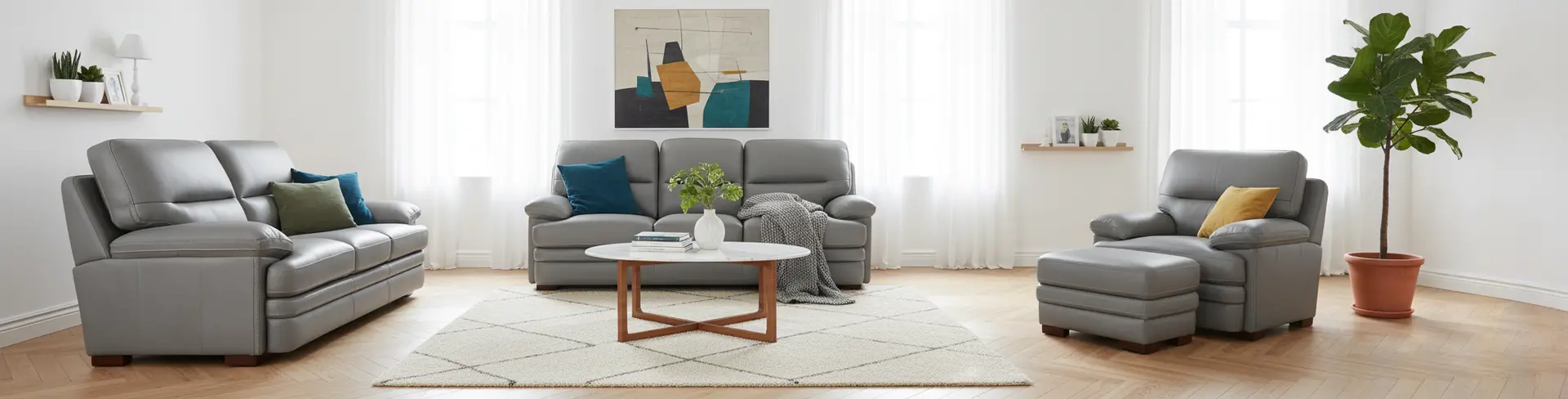 David Pebble Gray Leather Sofa-10