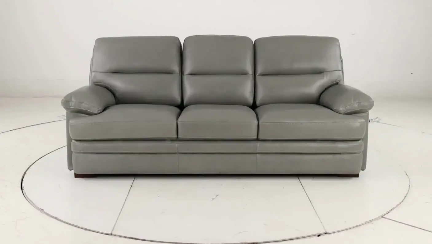 David Pebble Gray Leather Sofa-11