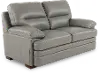 David Pebble Gray Leather Loveseat