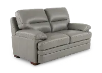 David Pebble Gray Leather Loveseat