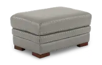 David Pebble Gray Leather Ottoman