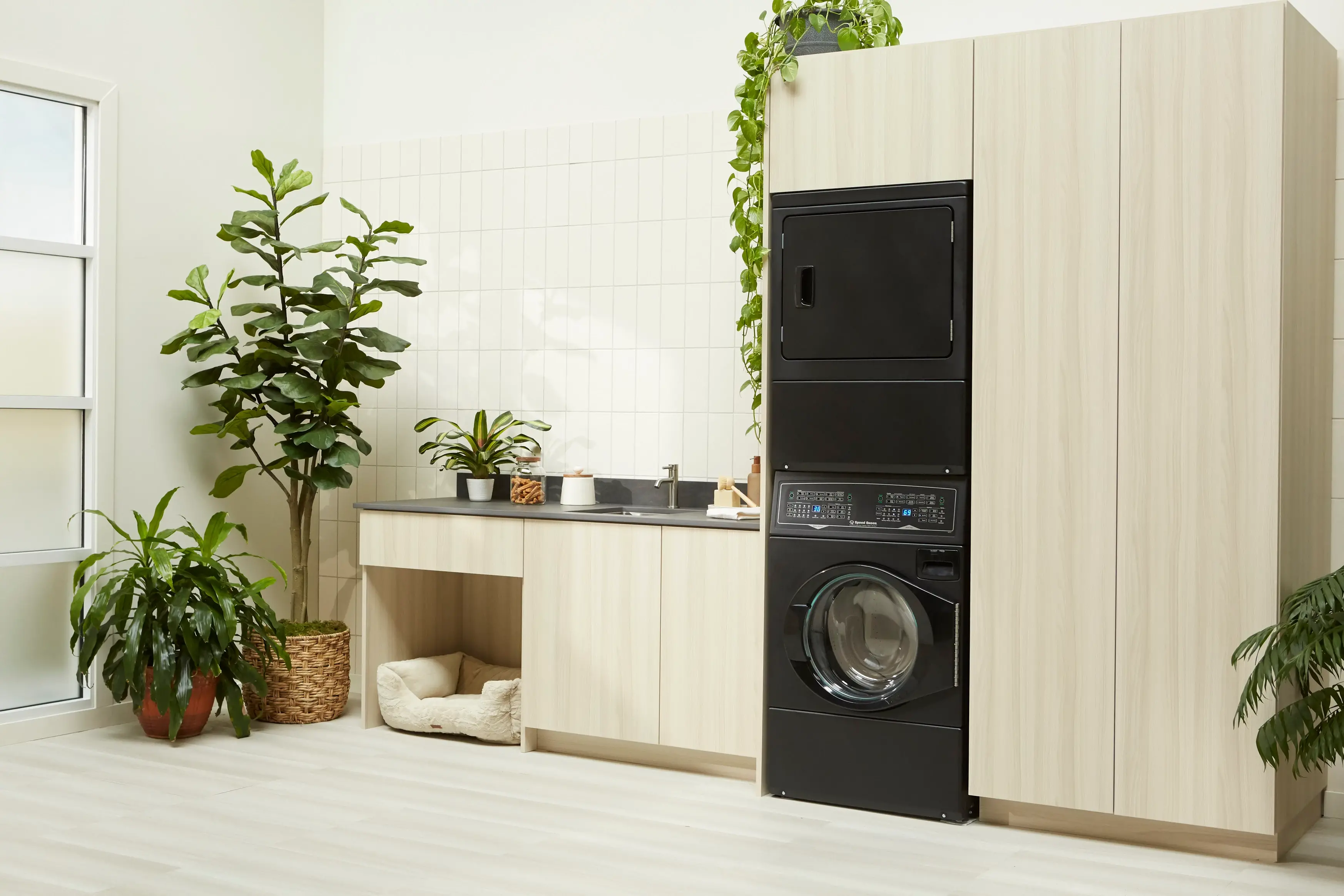 SF7008BE Speed Queen SF7 Stacked Electric Washer and Dryer Set - Black-2