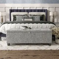 EC-BN2402LG Cole Light Gray Upholstered Linen Storage Bench