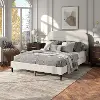 005L-7002WH-Q Gail White Boucle Queen Platform Bed with Rounded Headboard