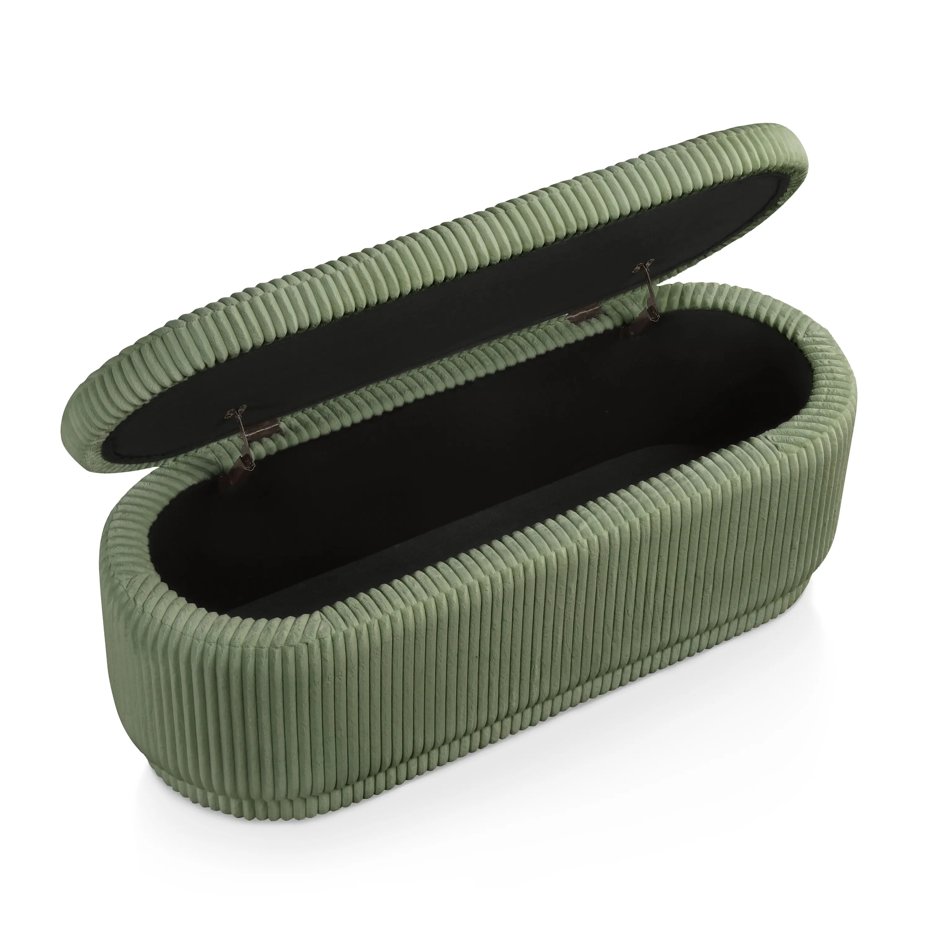 EC-BN2403GR Elyndra Green Chenille Oval Storage Bench-5