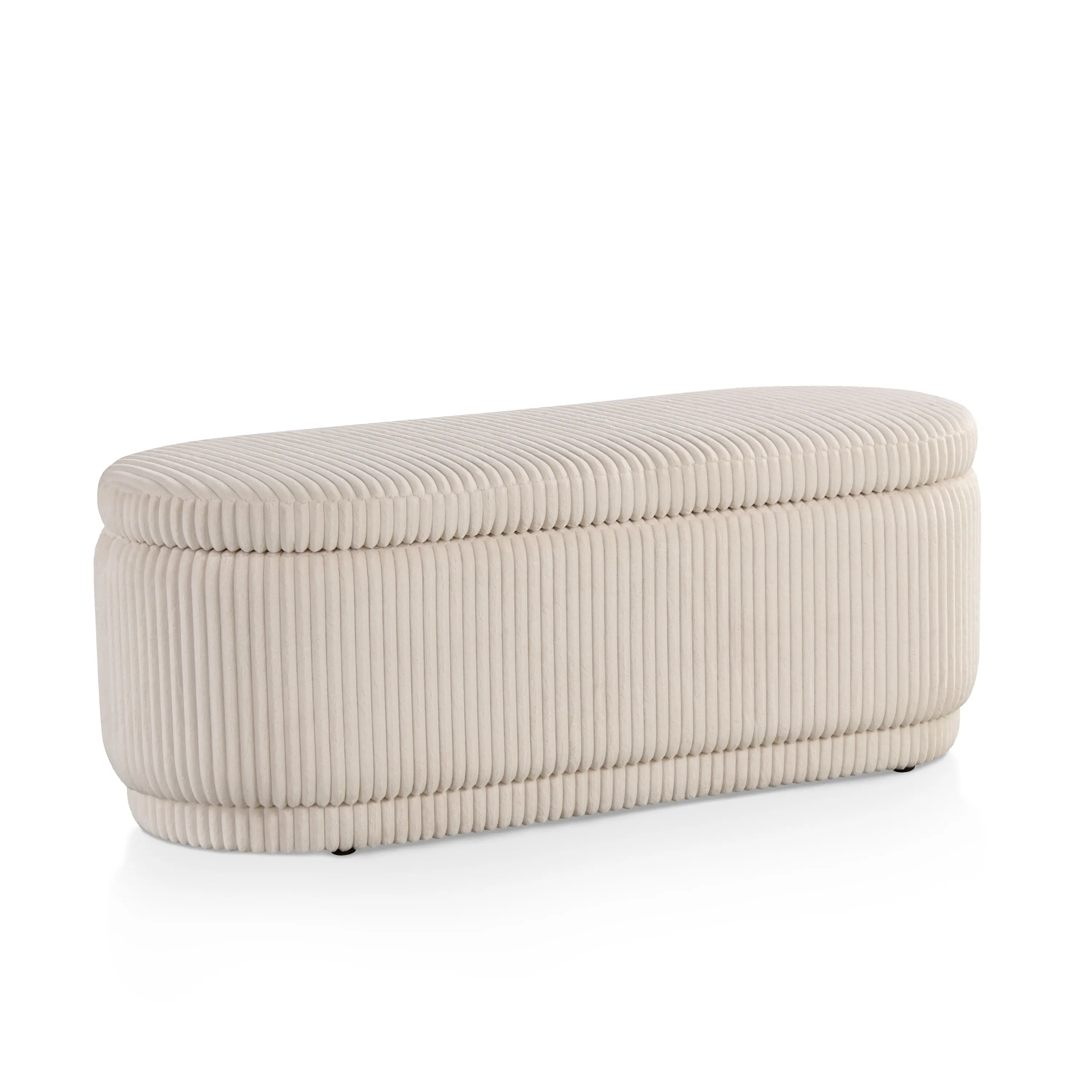 EC-BN2403PK Elyndra Beige Pink Chenille Oval Storage Bench-3