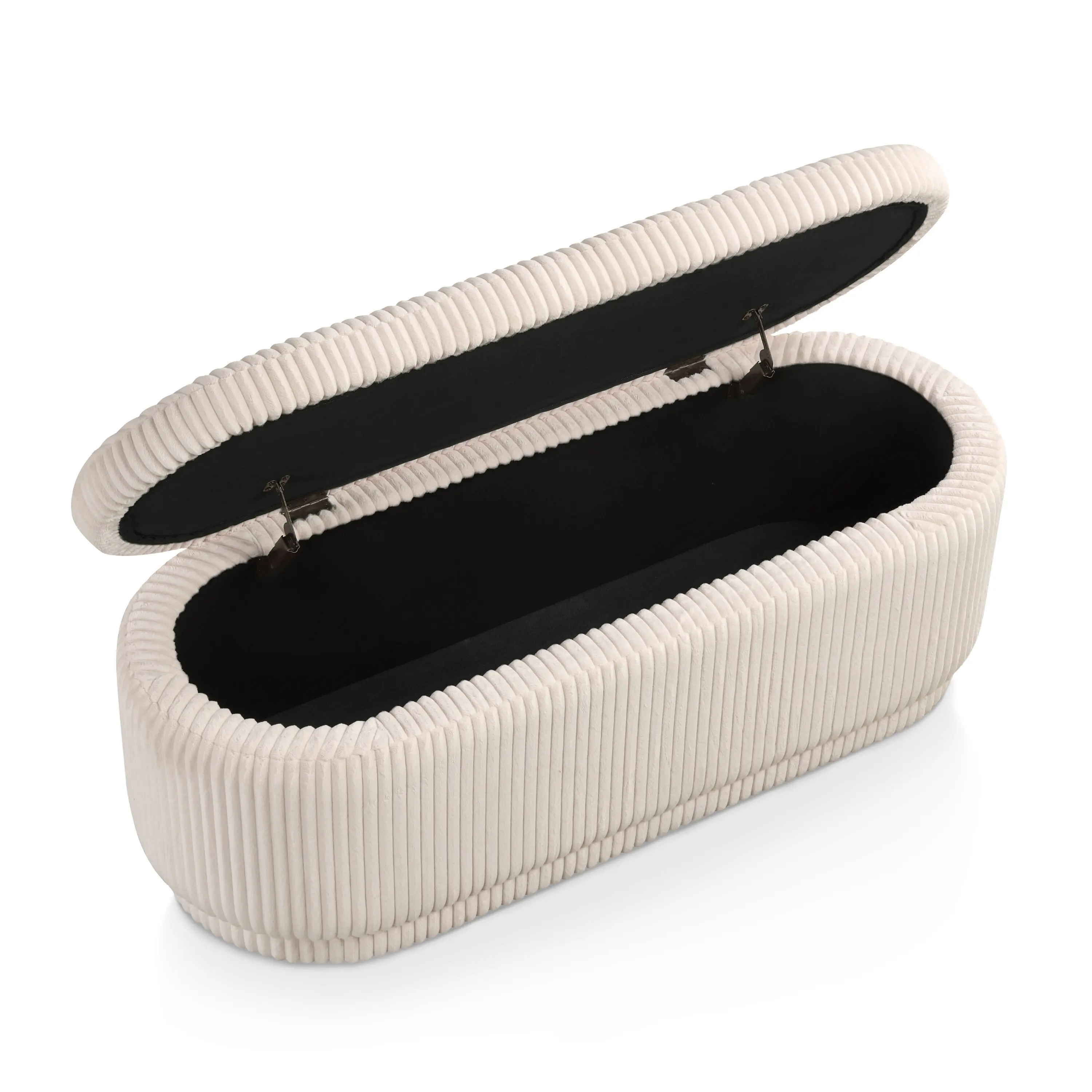 EC-BN2403PK Elyndra Beige Pink Chenille Oval Storage Bench-4