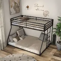 EC-BK703BK Jackson Black Metal Twin over Full Low Profile Bunk Bed