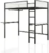 EC-BK705BK Jackson Black Metal Twin Loft Bed with Dual Desks
