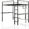EC-BK706BK Jackson Black Metal Full Loft Bed with Dual Desks