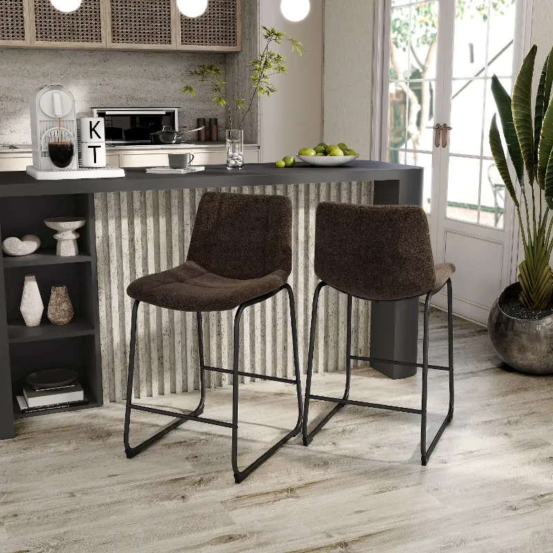 Eamon Brown Counter Height Stools, Set of 2