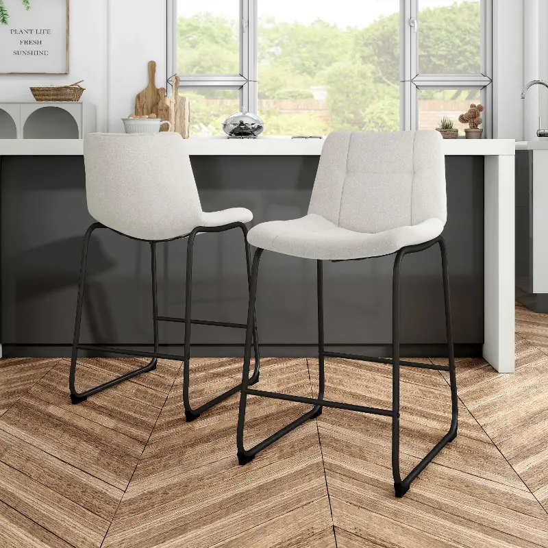 Eamon White Counter Height Stools, Set of 2