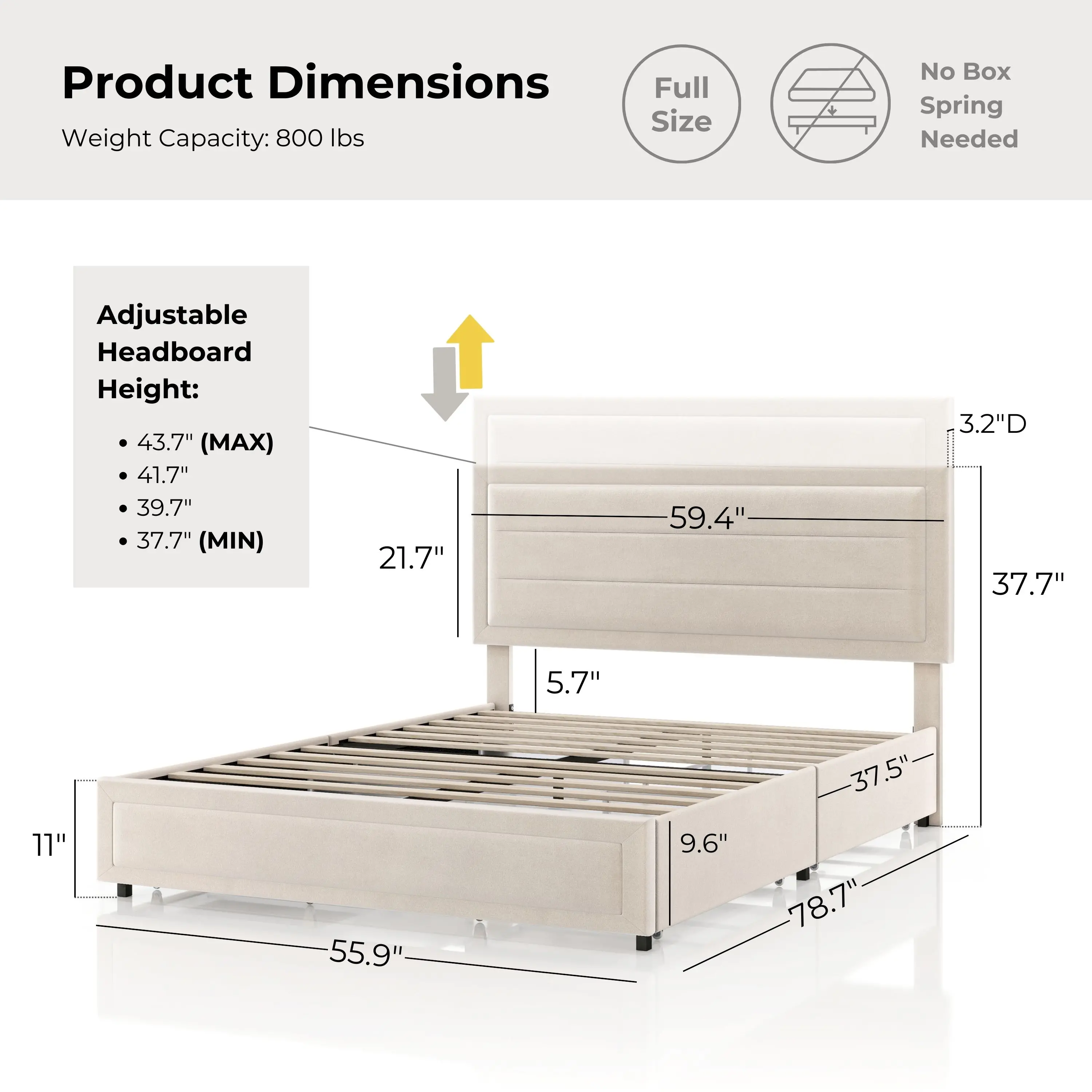 EC-N7247IV-F Jacinth Ivory Velvet 4-Drawer Full Platform Bed-13
