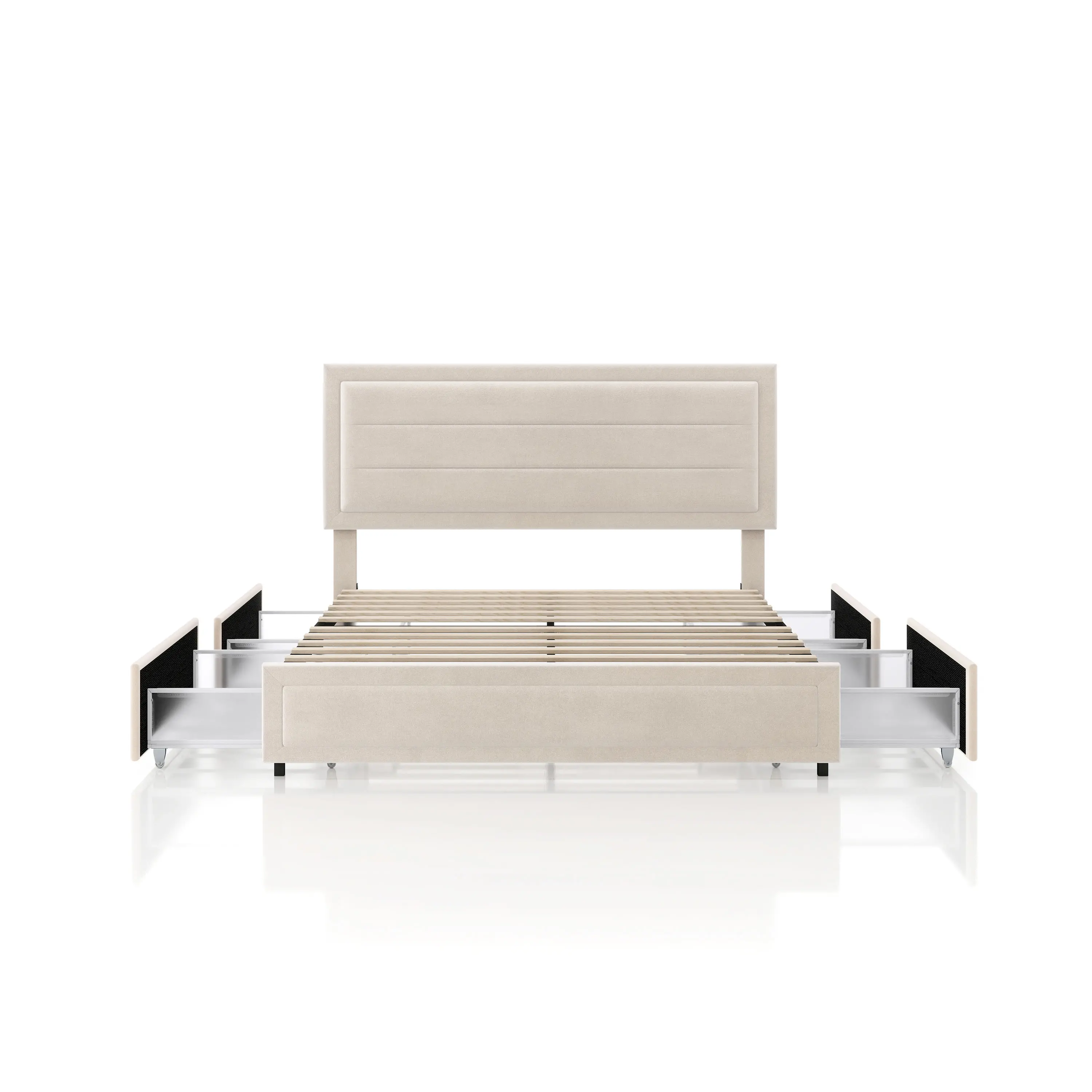EC-N7247IV-F Jacinth Ivory Velvet 4-Drawer Full Platform Bed-4