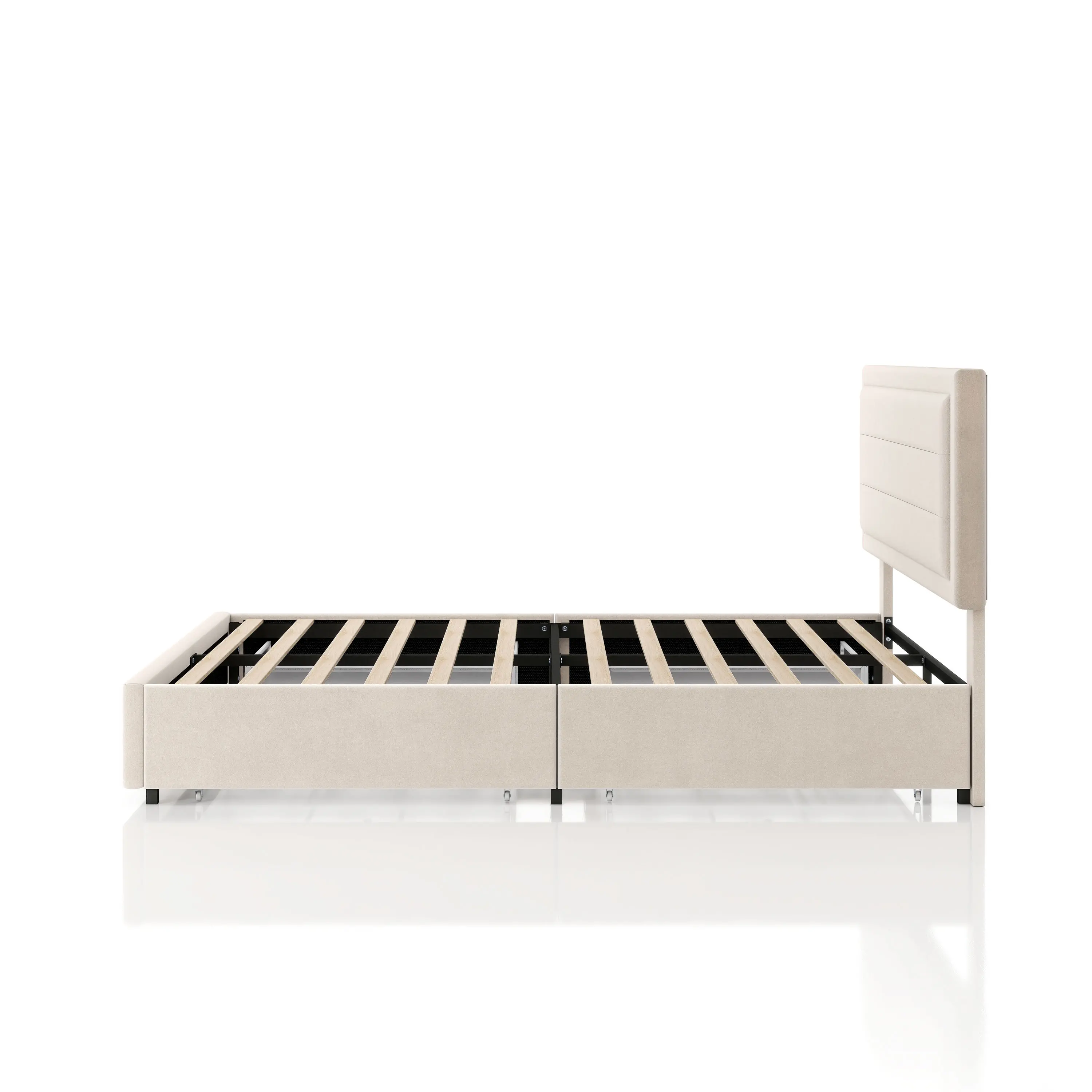 EC-N7247IV-F Jacinth Ivory Velvet 4-Drawer Full Platform Bed-5