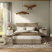 EC-N7247LB-Q Jacinth Light Brown Velvet 4-Drawer Queen Platform Bed
