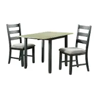 Martin Gray and Black 3 Piece Dropleaf Table Set