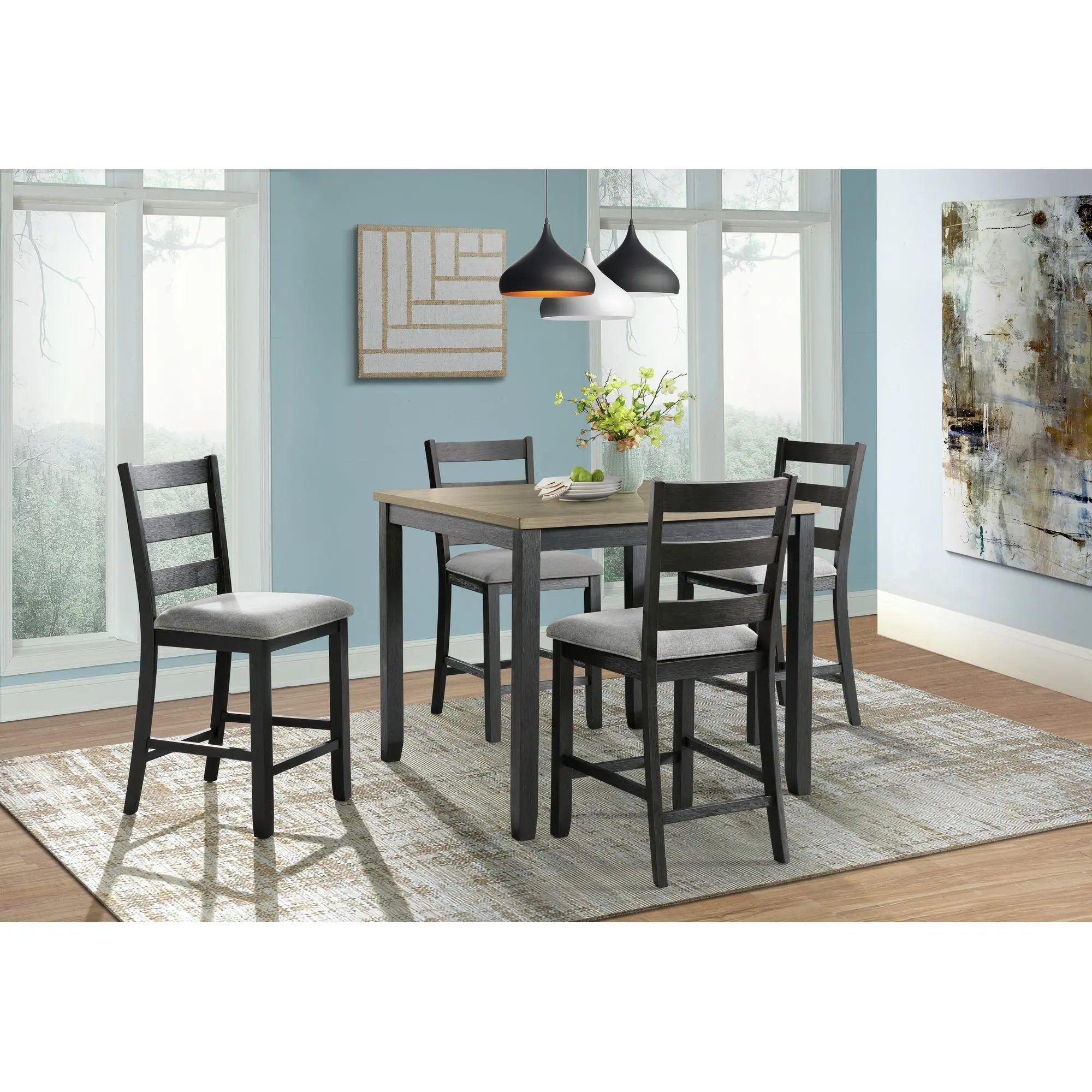 Martin Gray and Black 5 Piece Counter Height Dining Set-2