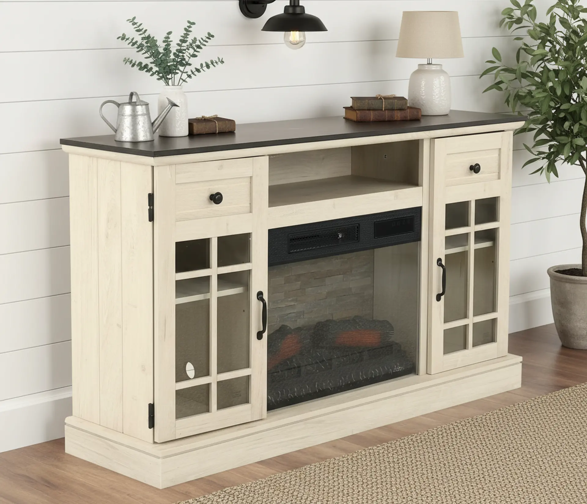 Madeline Off-White Fireplace Console-2