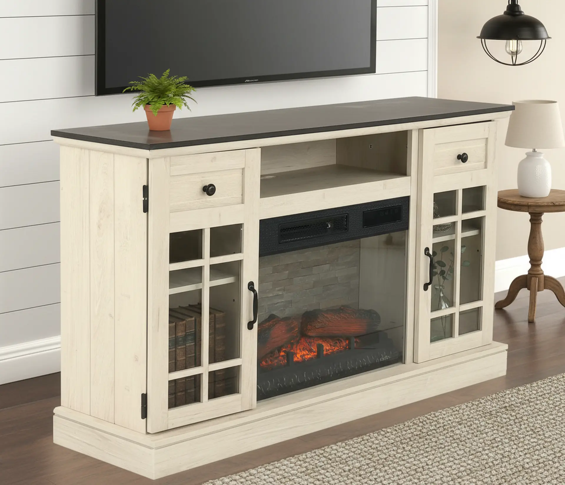 Madeline Off-White Fireplace Console-9