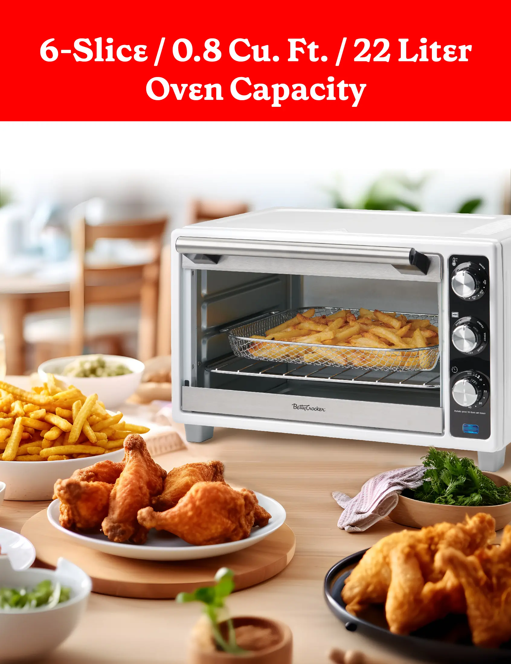 BC-4637W Betty Crocker Convection Toaster Oven - White-5