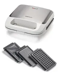 BC-4965W Betty Crocker 3-in-1 Indoor Grill, Sandwich, & Waffle Maker - White